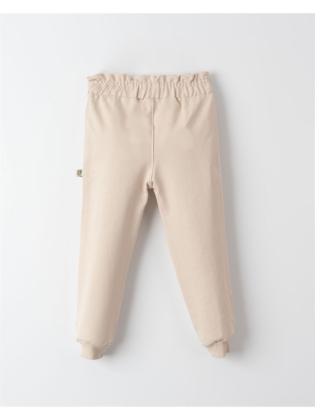 Bej Beli Lastikli Desenli Kız Bebek Jogger Eşofman Alt-1