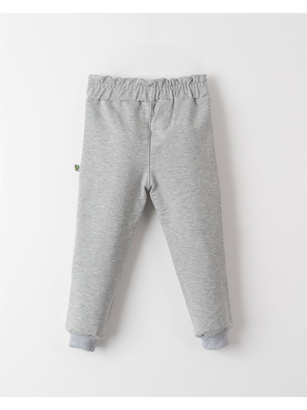 Gri Beli Lastikli Desenli Kız Bebek Jogger Eşofman Alt-1