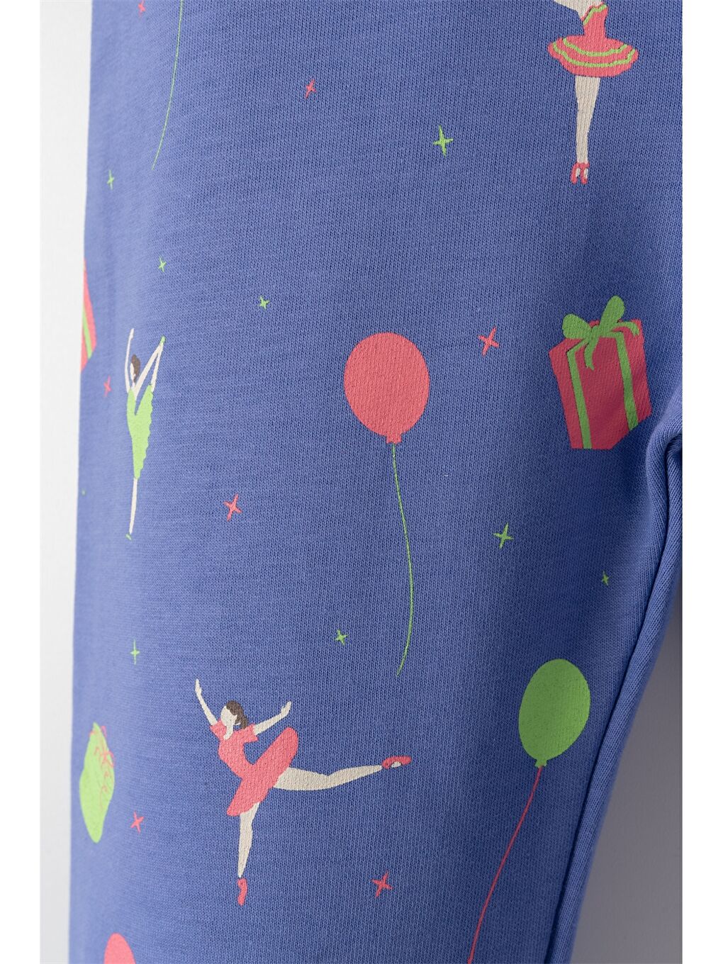 Mavi Beli Lastikli Desenli Kız Bebek Jogger Eşofman Alt-2