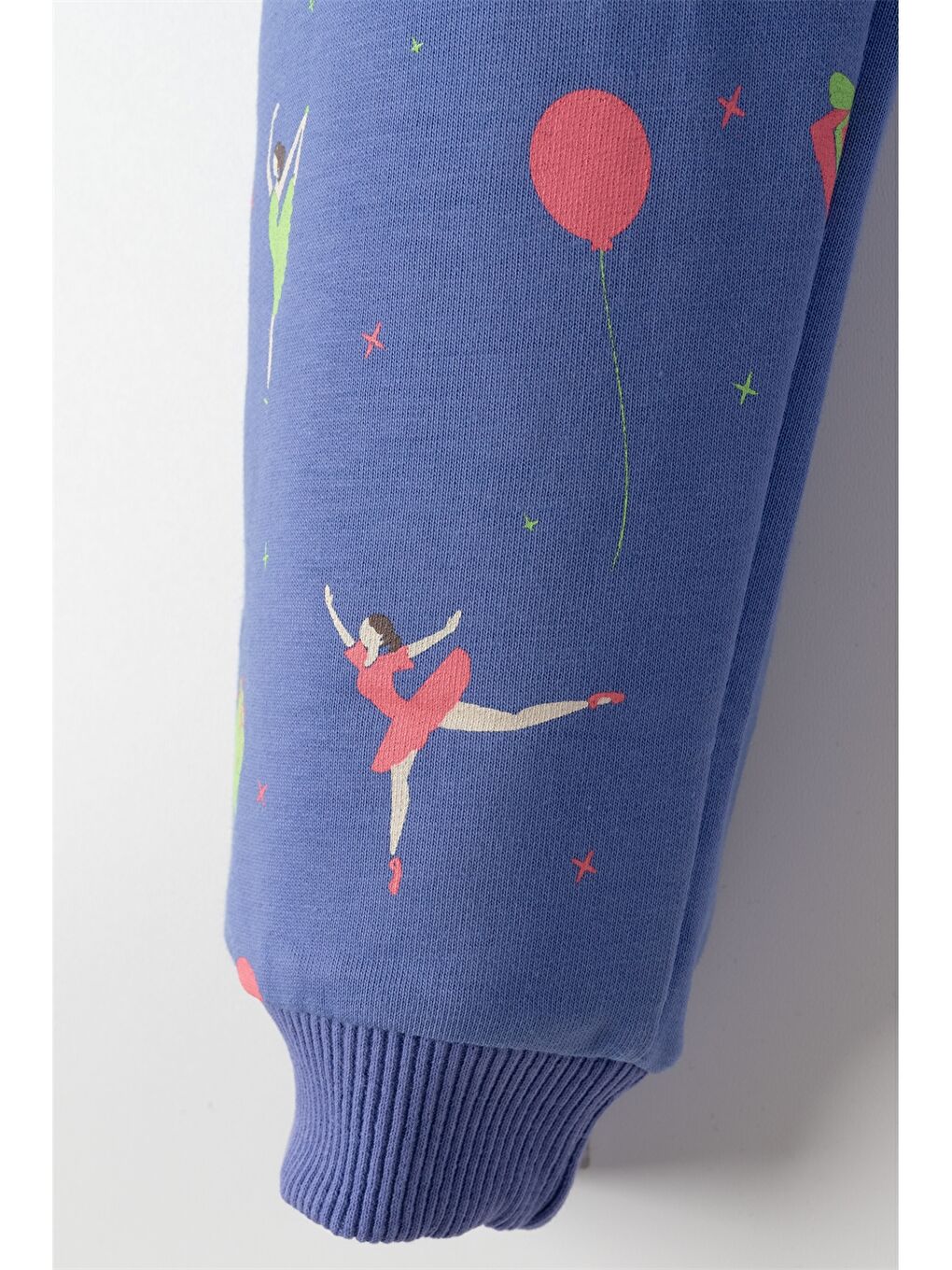 Mavi Beli Lastikli Desenli Kız Bebek Jogger Eşofman Alt-3