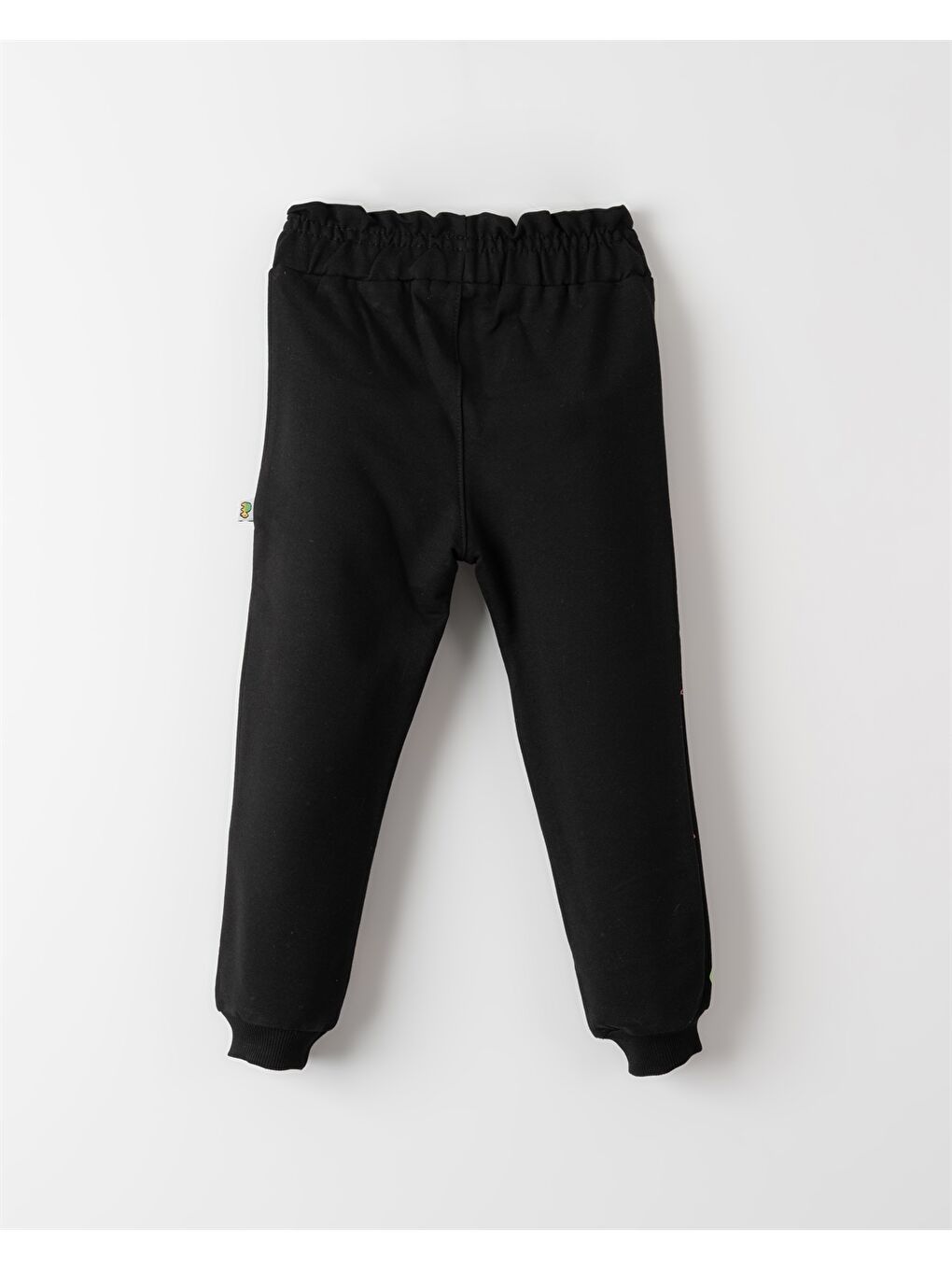 Siyah Beli Lastikli Desenli Kız Bebek Jogger Eşofman Alt-1