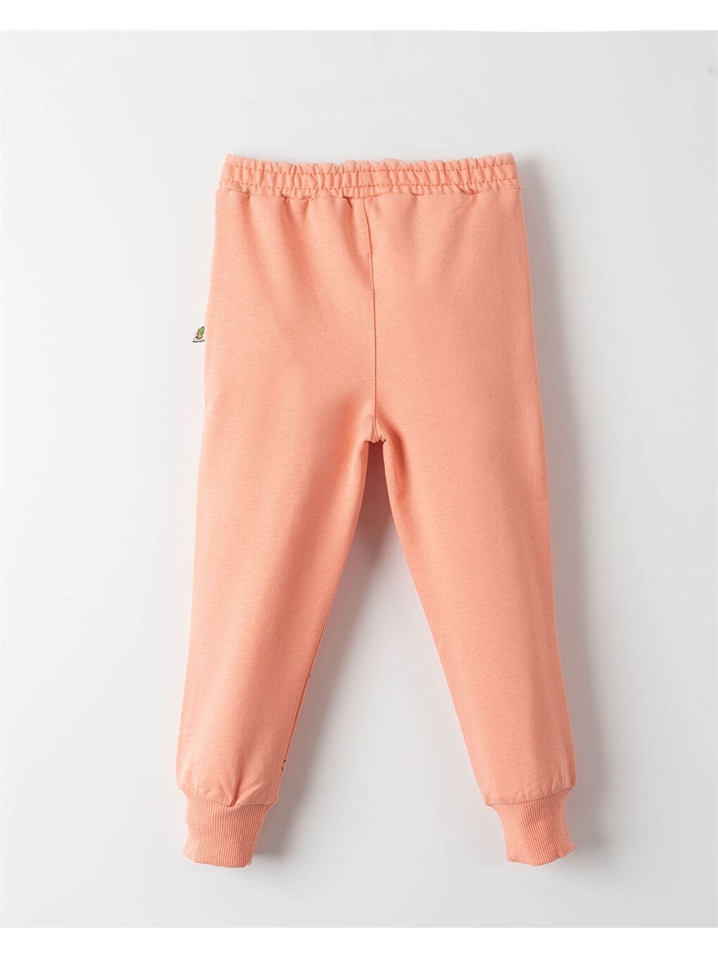 Turuncu Beli Lastikli Desenli Kız Bebek Jogger Eşofman Alt-1