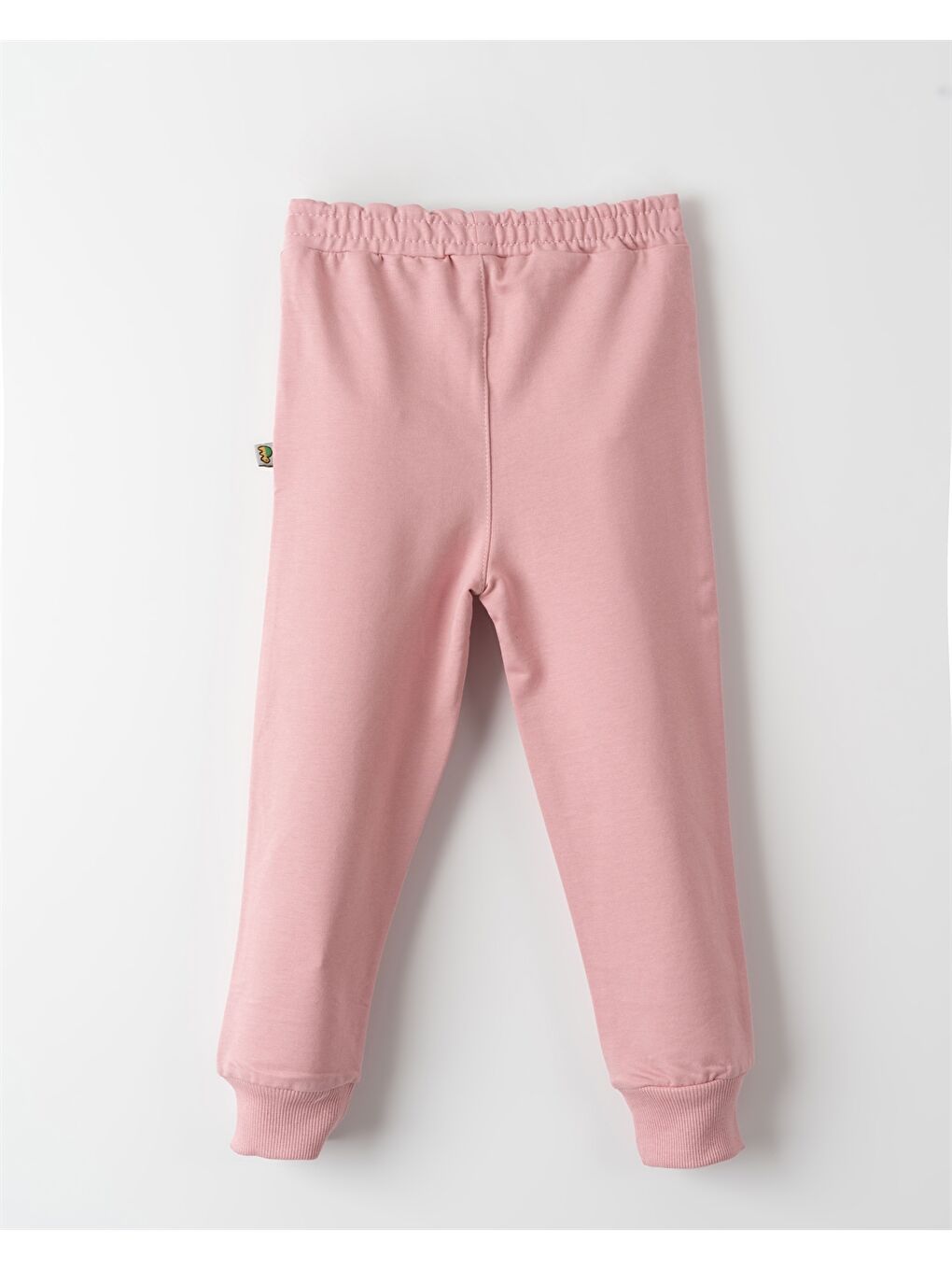 Pembe Beli Lastikli Desenli Kız Bebek Jogger Eşofman Alt-1