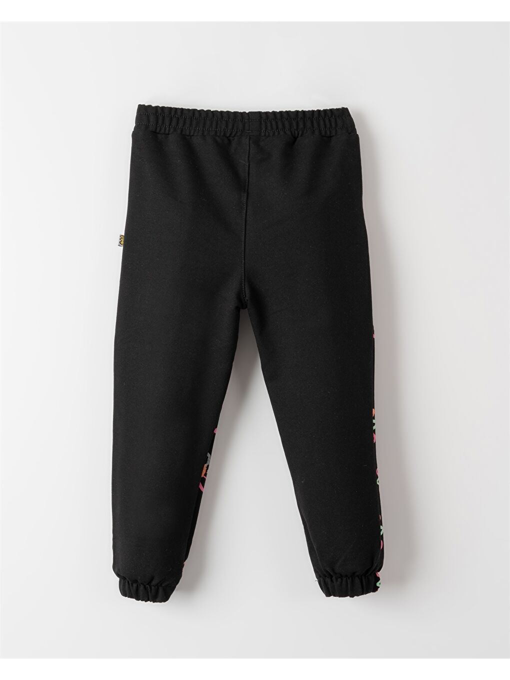 Siyah Beli Lastikli Desenli Kız Bebek Jogger Eşofman Alt-5