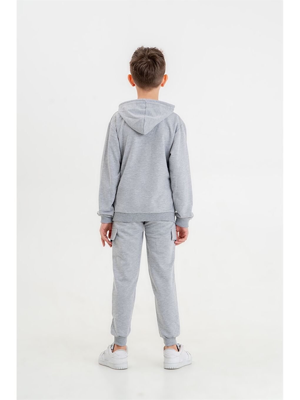 Gri Baskılı Uzun Kollu Erkek Çocuk Hoodie ve Eşofman Altı-3