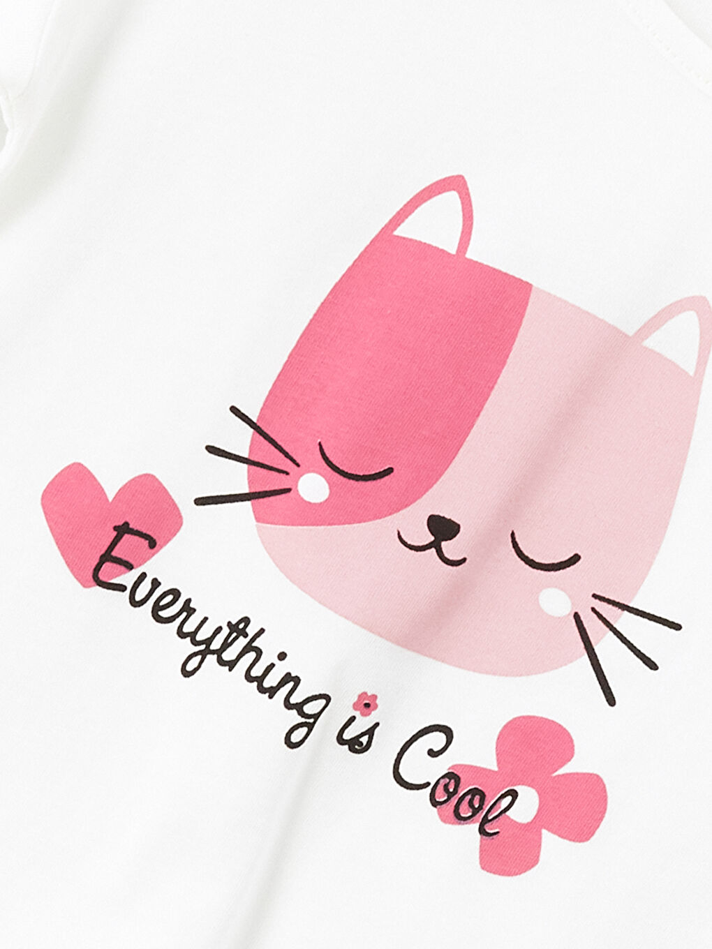 Beyaz Bisiklet Yaka Kısa Kollu Baskılı Kız Bebek Tişört ve Tayt Pantolon 2'li Takım-3