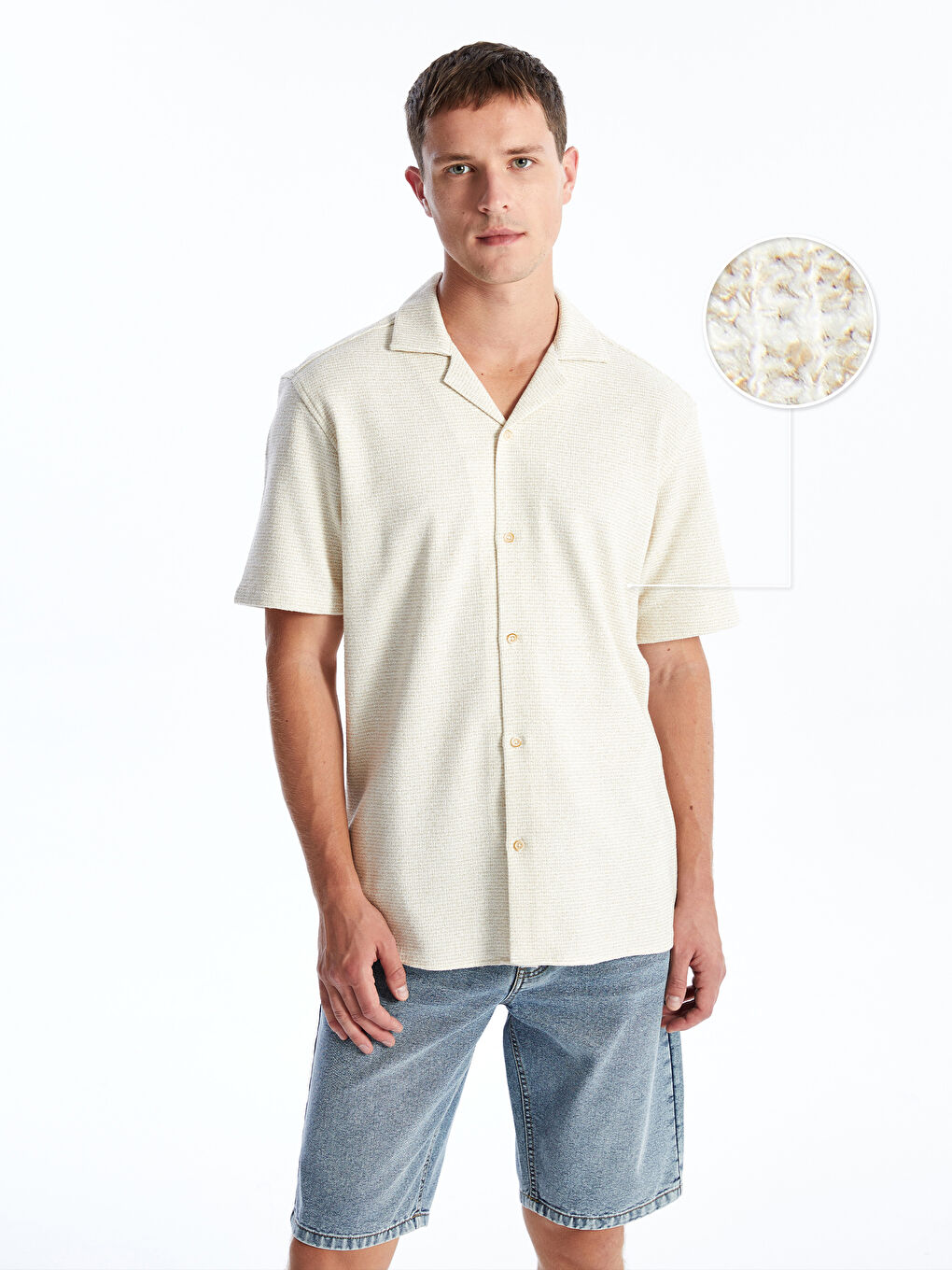 Regular Fit Men's Short Sleeve Textured Shirt -S4KN07Z8-V20