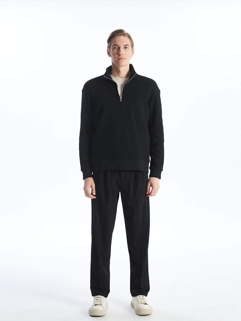 LCW Vision Siyah Dik Yaka Erkek Sweatshirt - 2