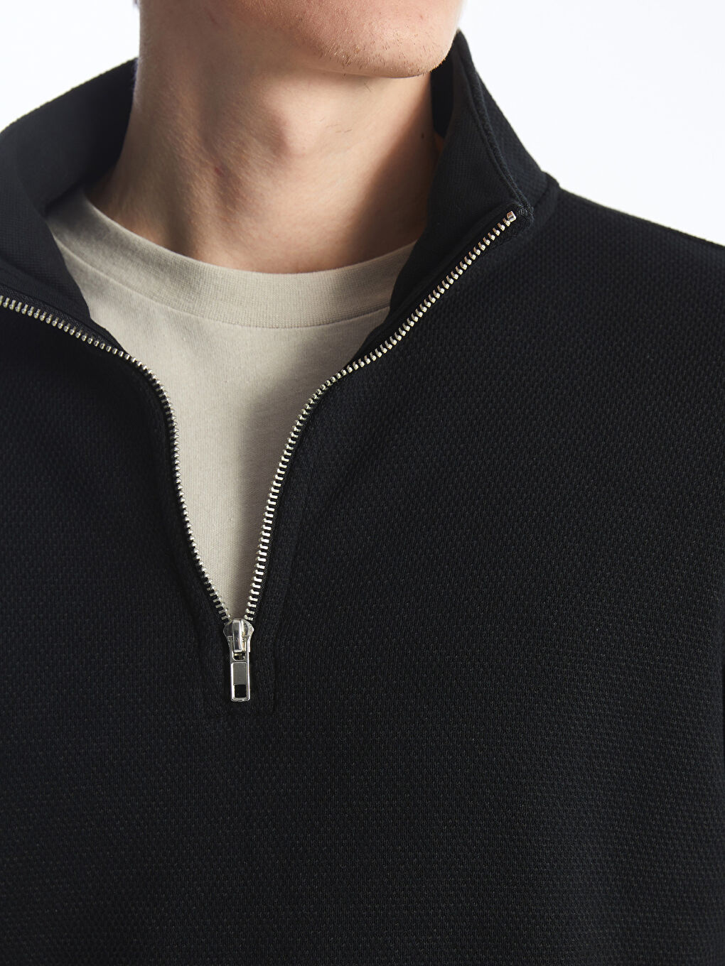 LCW Vision Siyah Dik Yaka Erkek Sweatshirt - 3