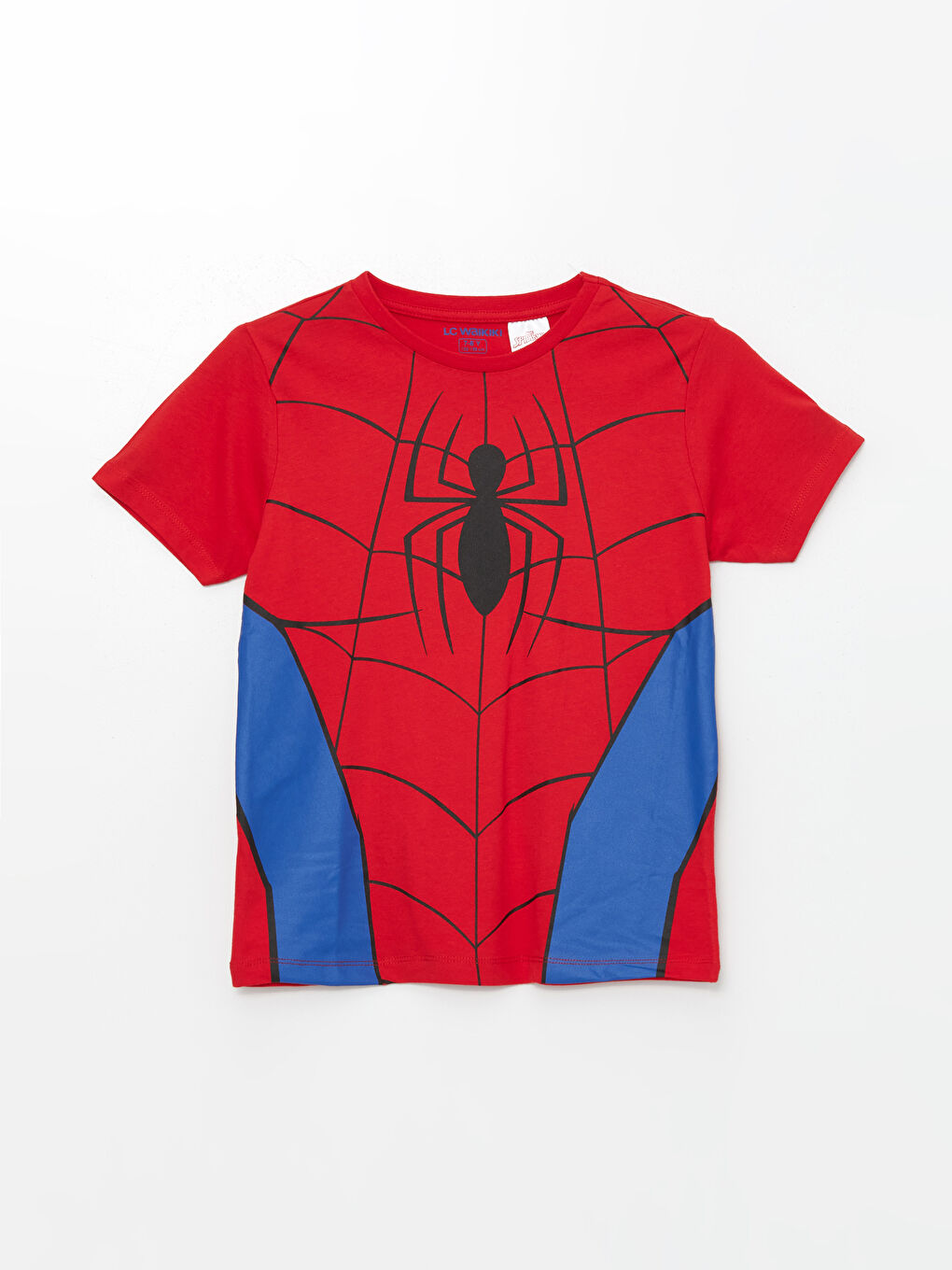 LCW Kids Canlı Kırmızı Bisiklet Yaka Spiderman Baskılı Erkek Çocuk Şortlu Pijama Takımı - 1