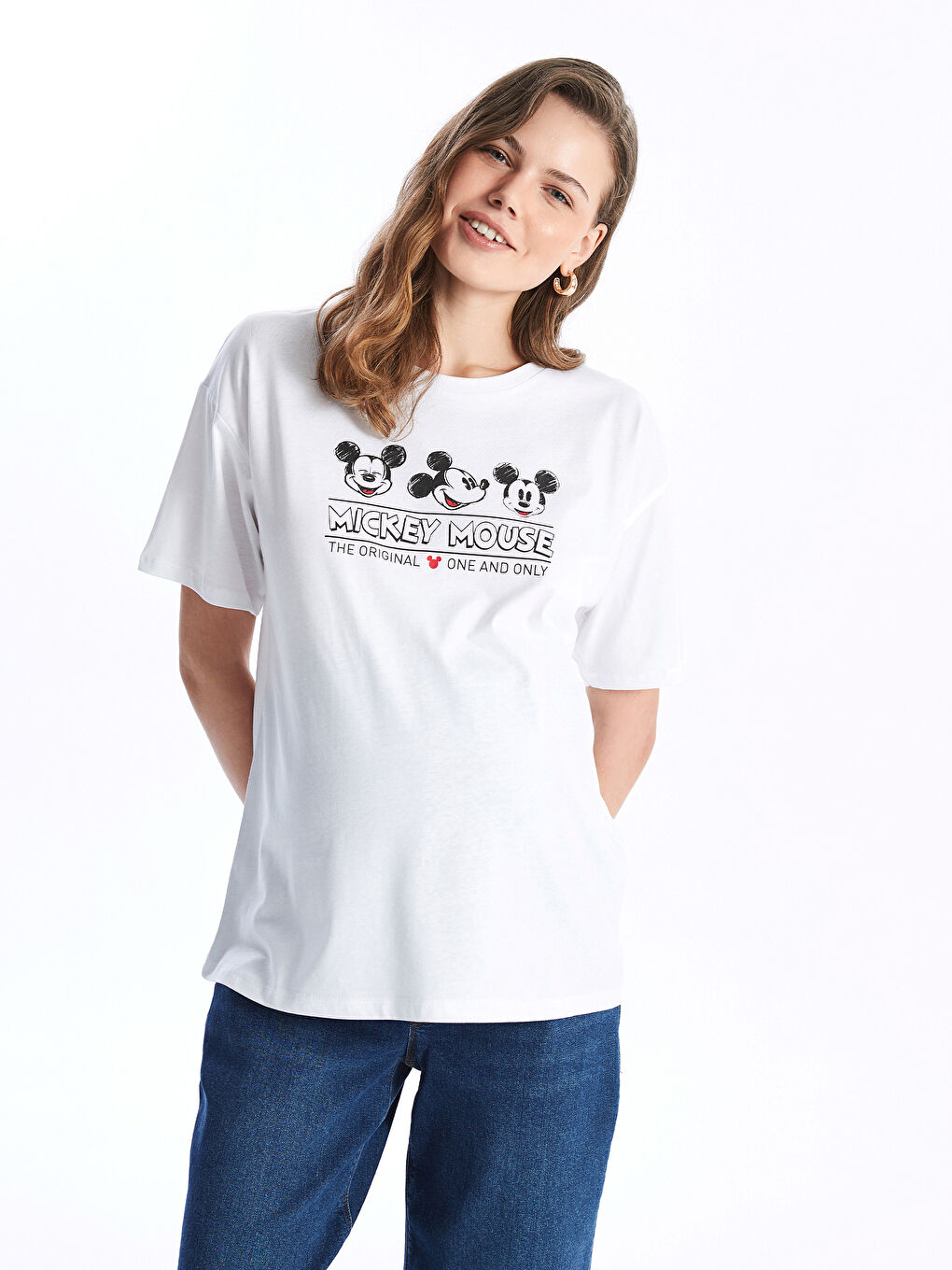 Crew Neck Mickey Mouse Printed Short Sleeve Maternity T-shirt -S4KN97Z8-E5X
