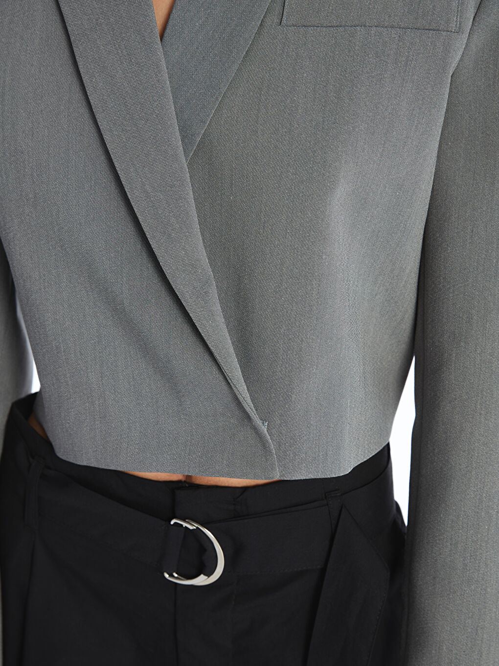 Straight Long Sleeve Crop Women's Blazer Jacket -S4KO22Z8-YGG