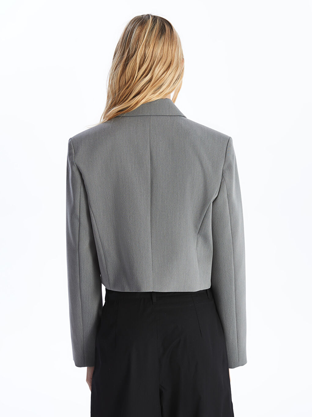 Straight Long Sleeve Crop Women's Blazer Jacket -S4KO22Z8-YGG