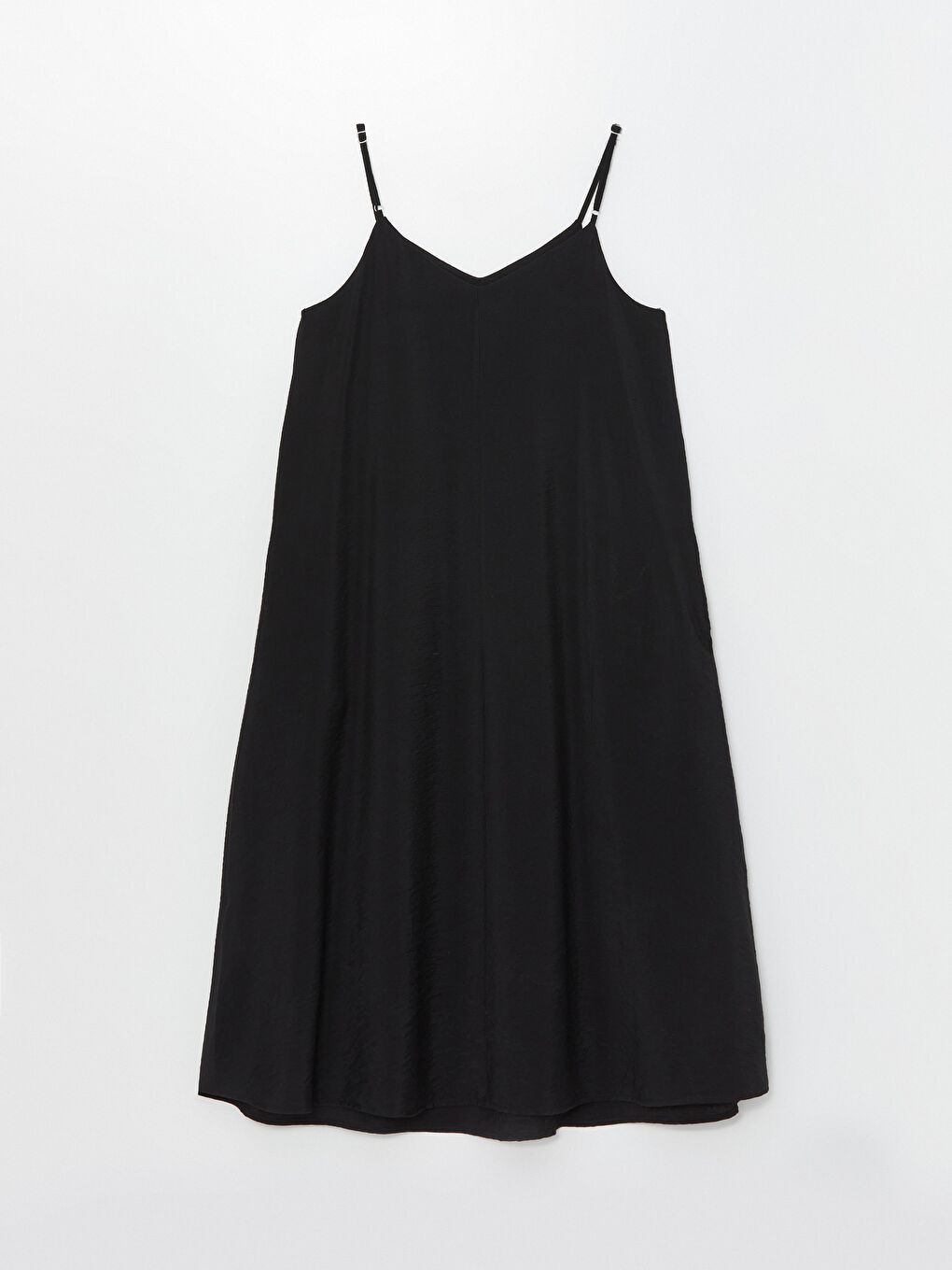 Siyah V Yaka Düz Askılı Kadın Elbise-5