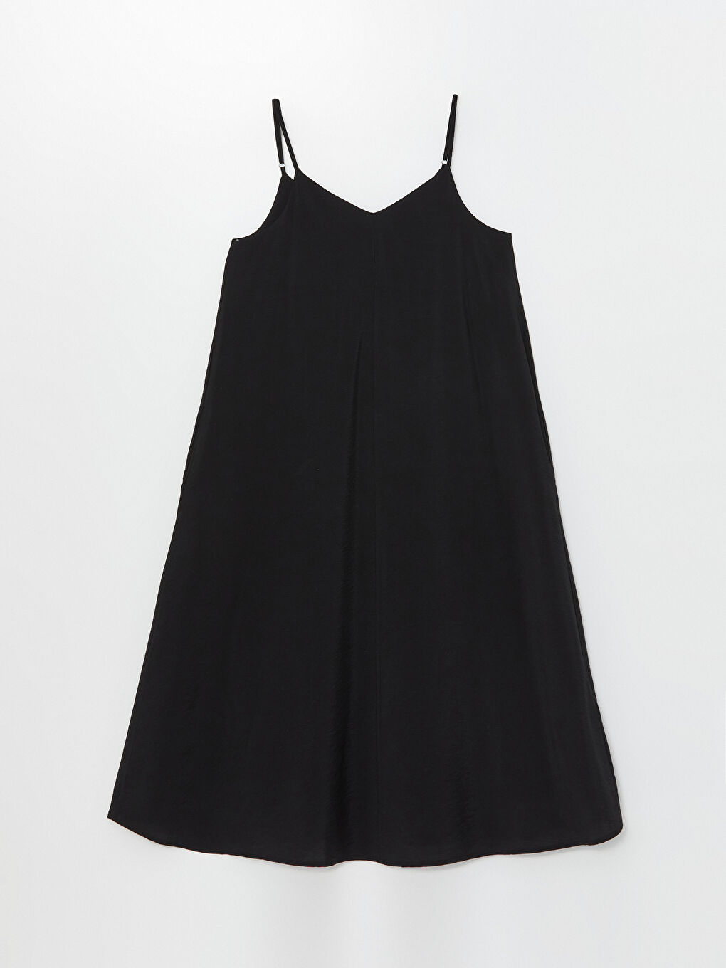 Siyah V Yaka Düz Askılı Kadın Elbise-6