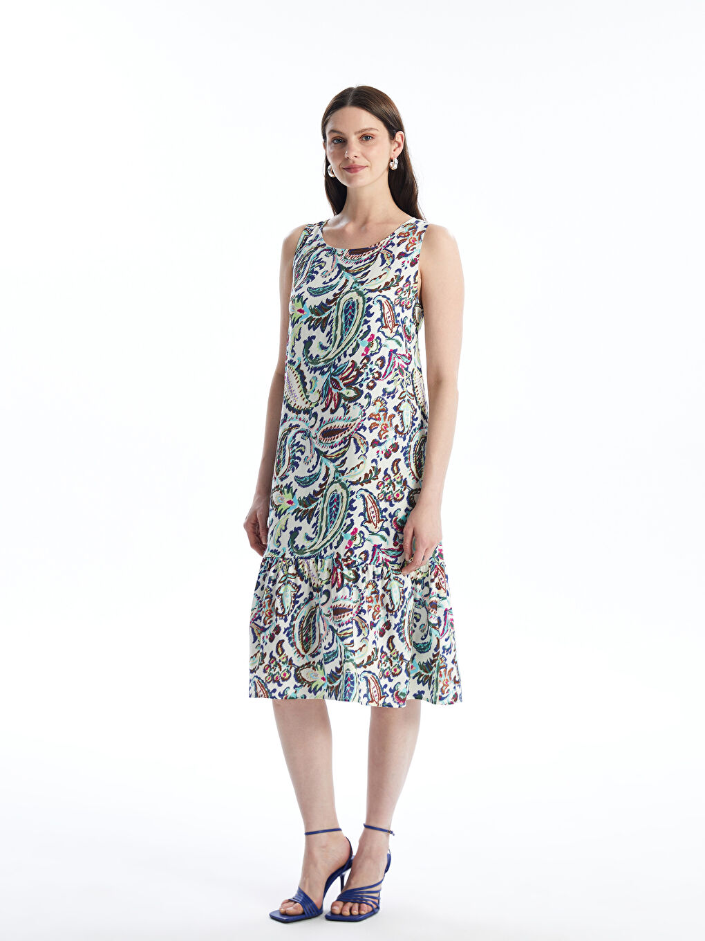 Crew Neck Floral A-Line Women's Dress -S4KO61Z8-F9C
