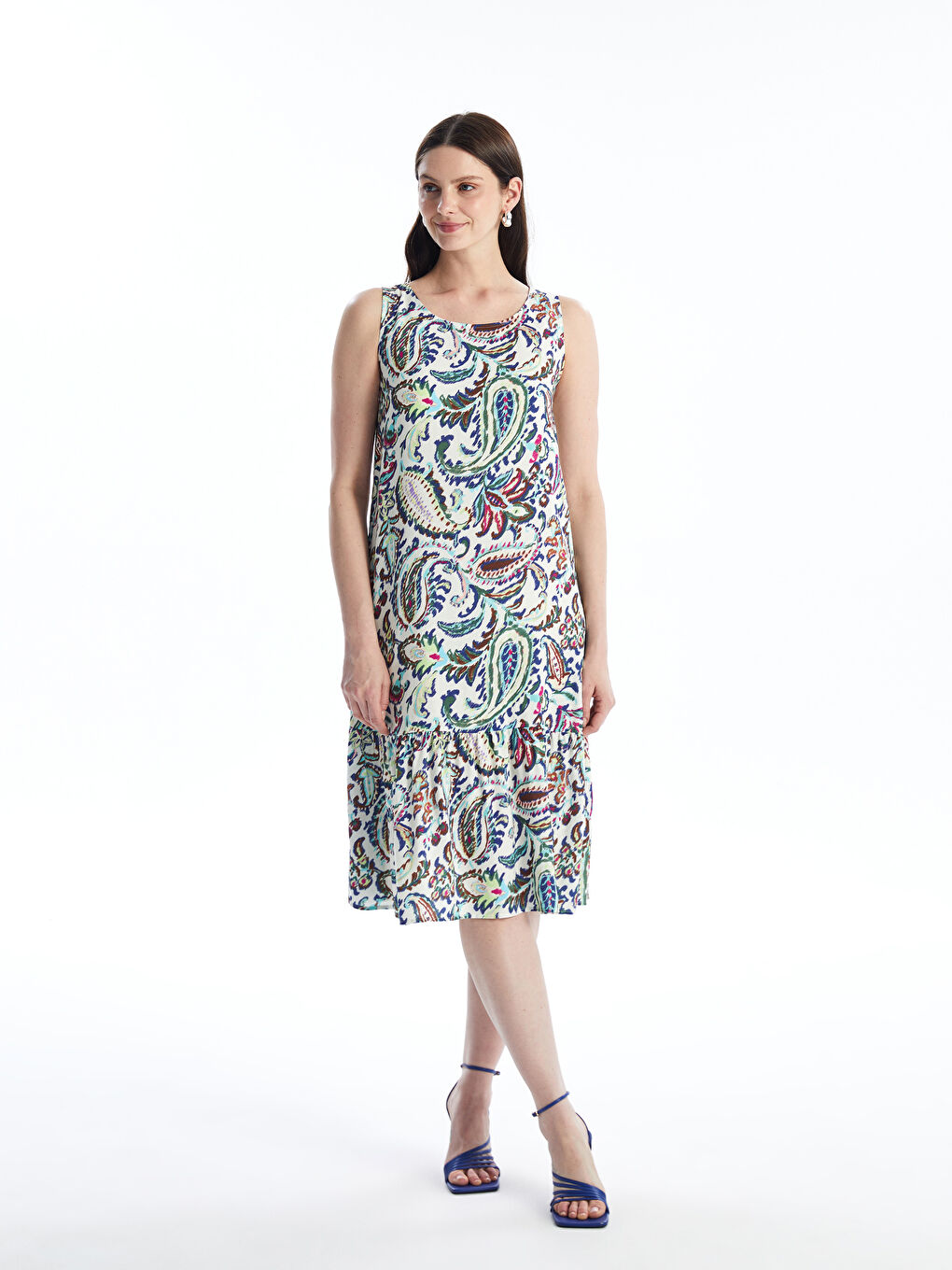 Crew Neck Floral A-Line Women's Dress -S4KO61Z8-F9C