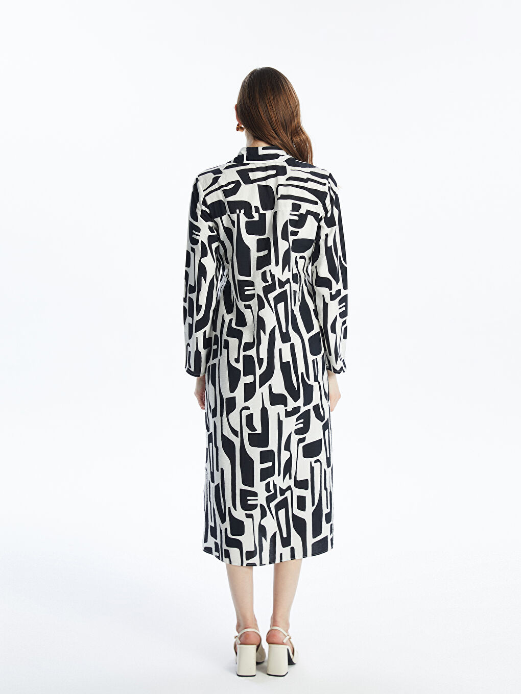 Patterned Long Sleeve Women's Shirt Dress -S4KO69Z8-LQJ