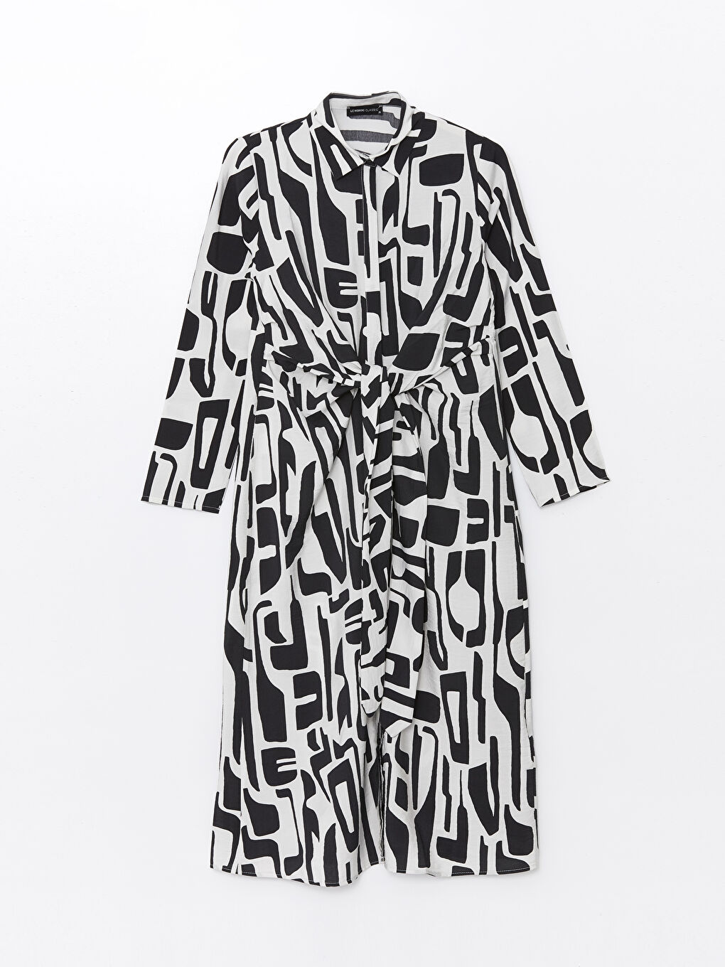 Patterned Long Sleeve Women's Shirt Dress -S4KO69Z8-LQJ