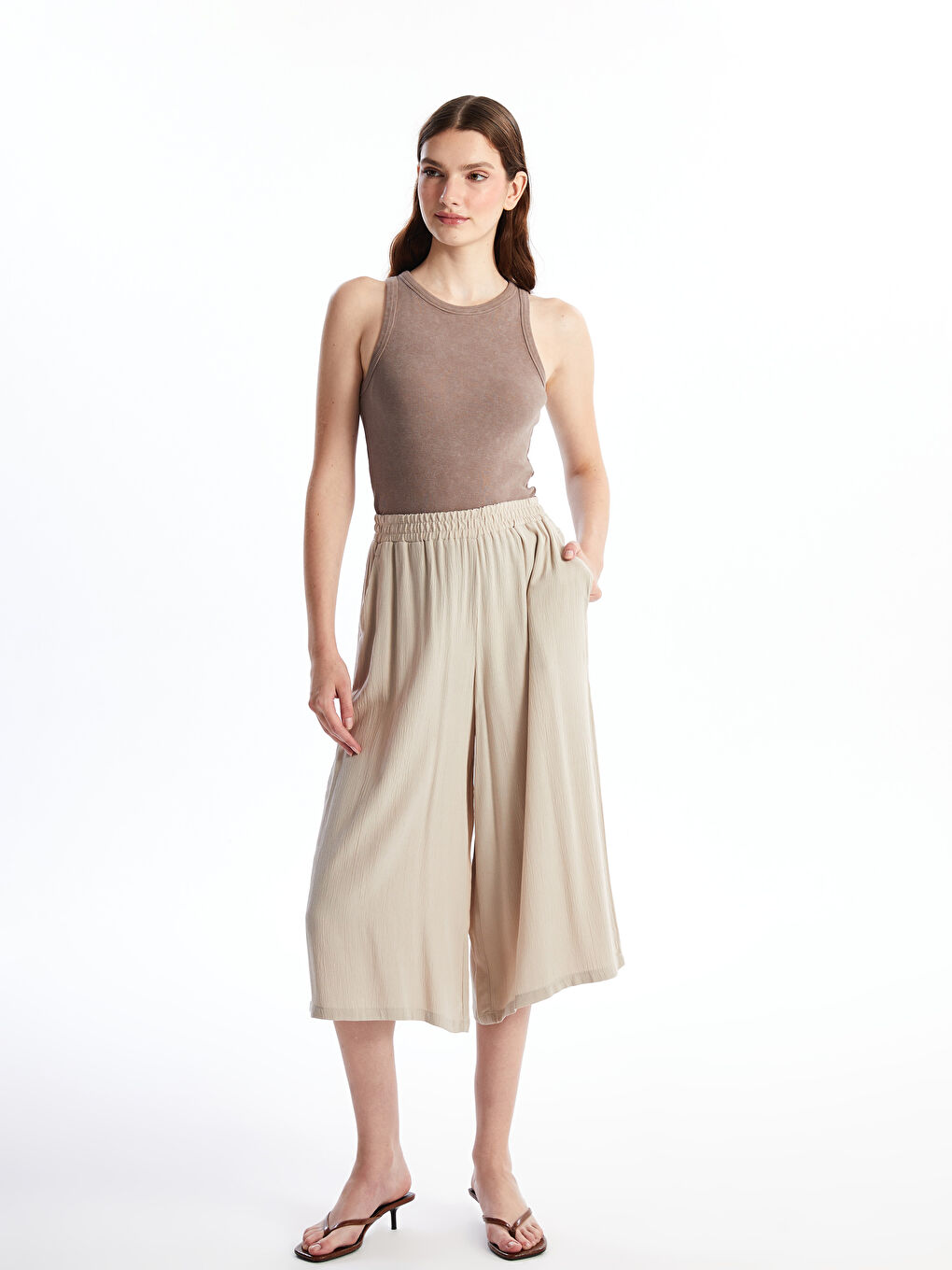 Elasticated Waist Loose Fit Women's Capri -S4KO77Z8-FFG