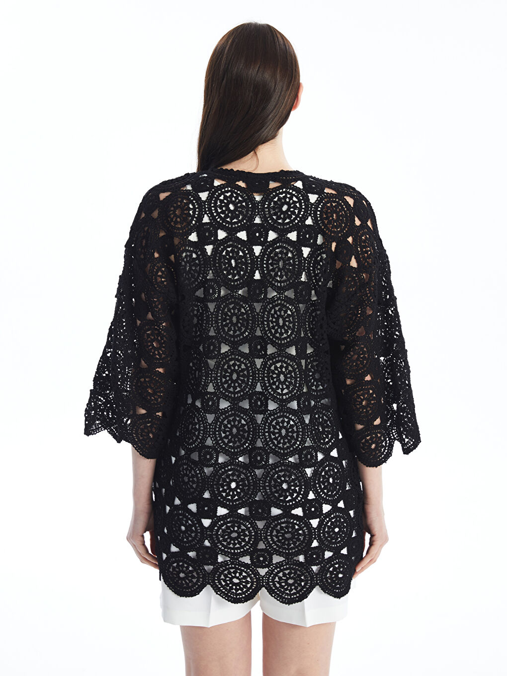 Shawl Collar Embroidered Oversize Women's Crochet Cardigan -S4KO83Z8-CVL