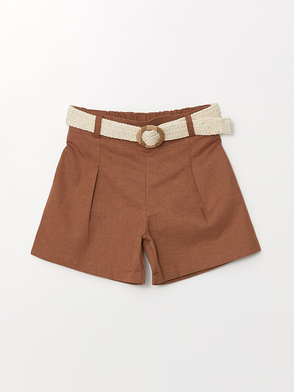 Basic Belted Baby Girl Shorts with Elastic Waist -S4KO90Z1-HBB