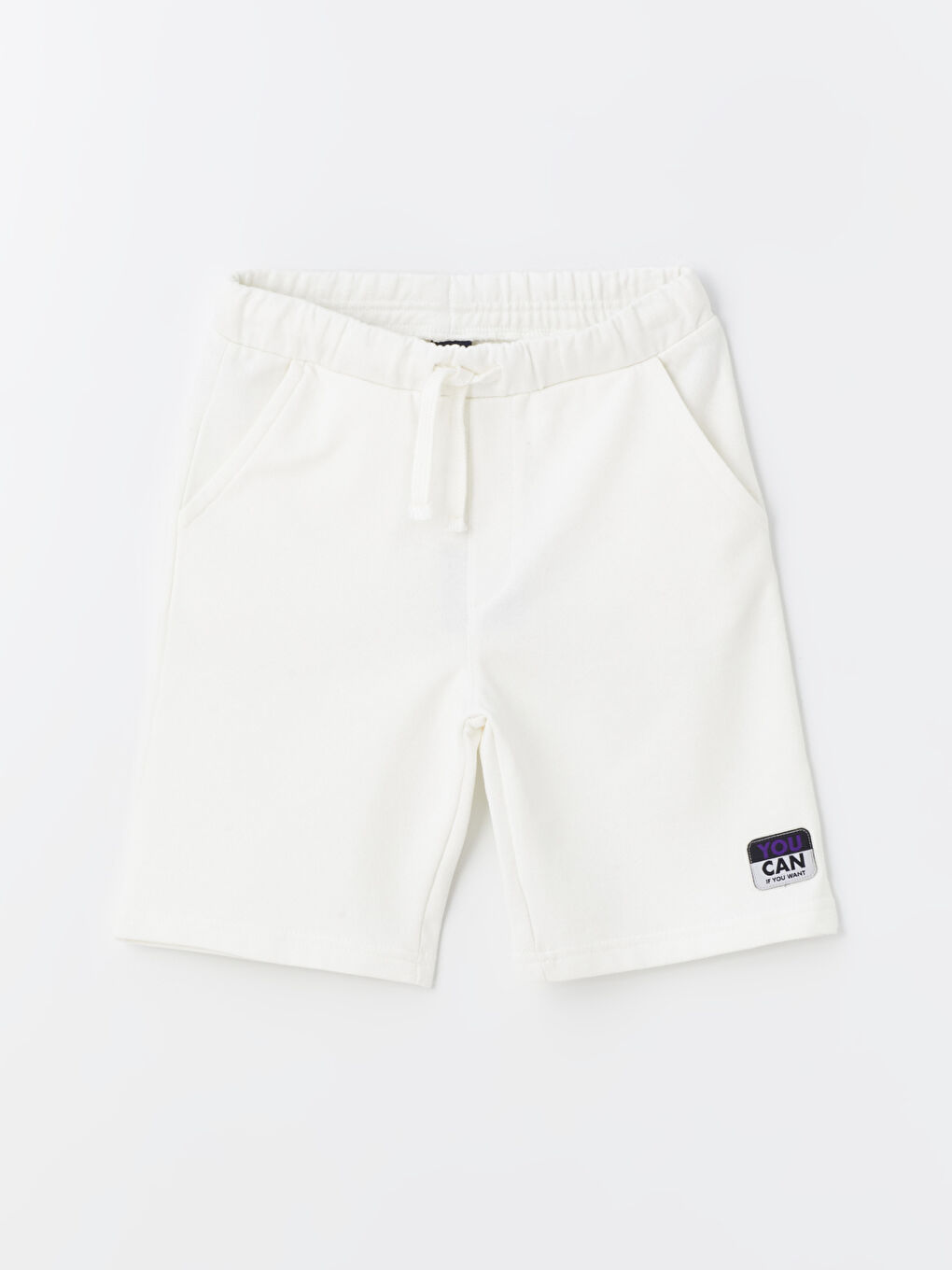 Beyaz Beli Lastikli Basic Erkek Çocuk Şort