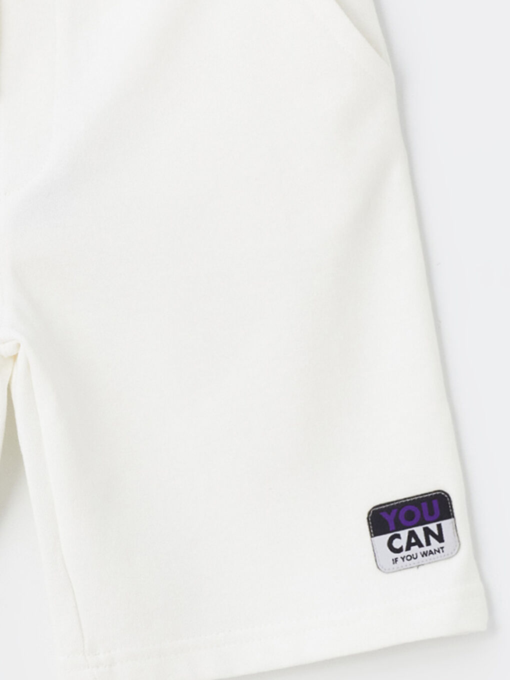 Beyaz Beli Lastikli Basic Erkek Çocuk Şort-2