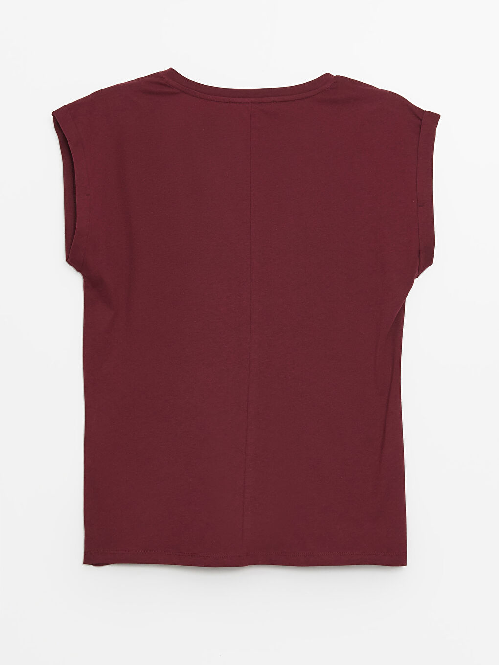 Bordo Bisiklet Yaka Baskılı Kısa Kollu Kadın Tişört-6