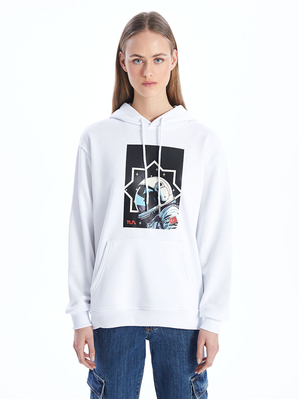 TUA Beyaz TUA Baskılı Unisex Hoodie - 2