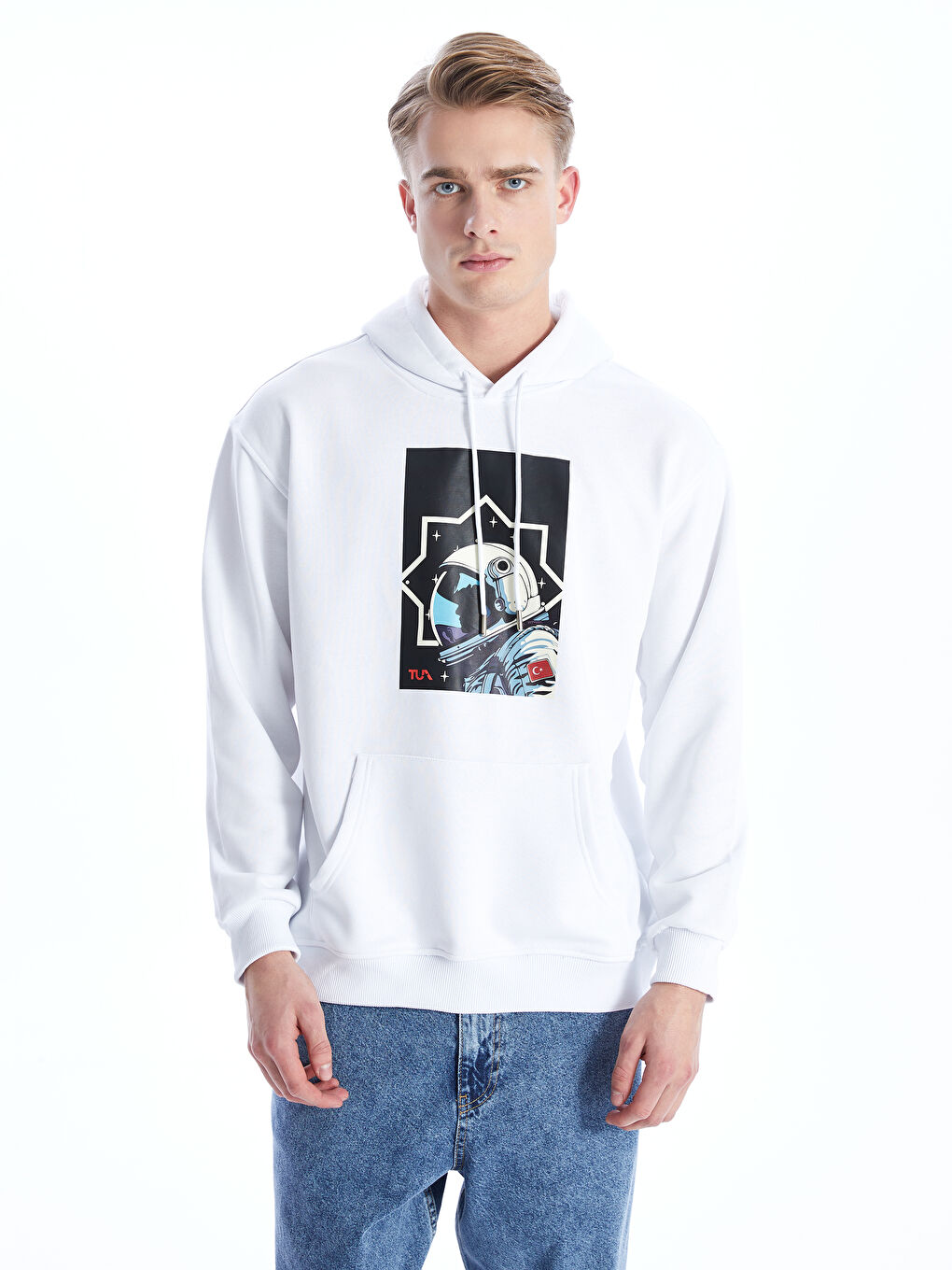 TUA Beyaz TUA Baskılı Unisex Hoodie - 4