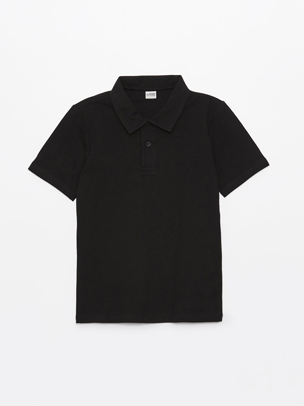Siyah Polo Yaka Basic Kısa Kollu Erkek Çocuk Tişört-2