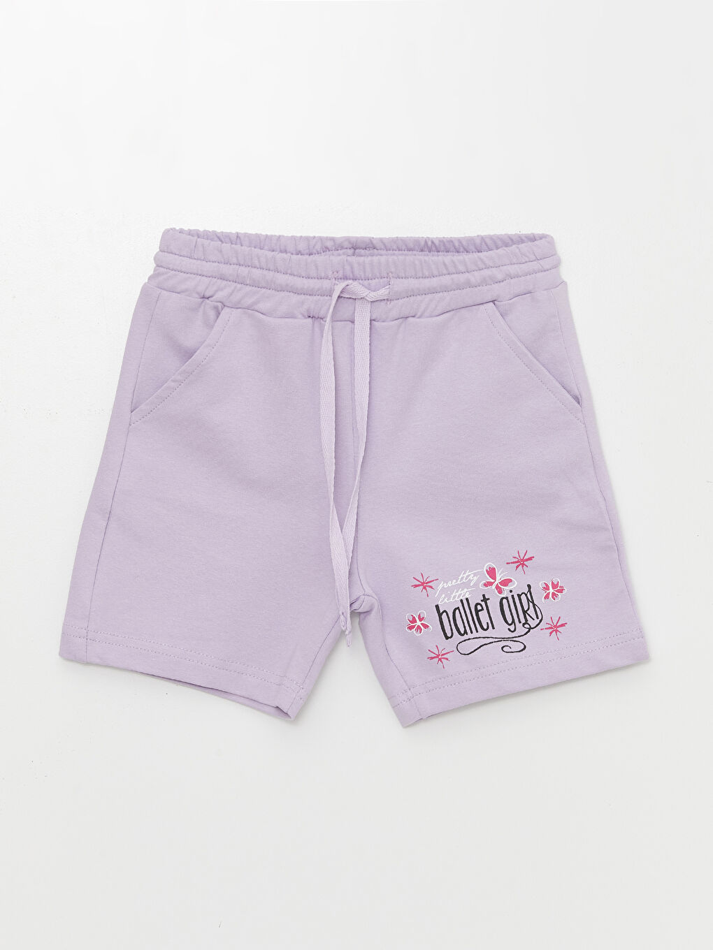 CALİMERA MODA Lila Beli Lastikli Baskılı Kız Çocuk Şort