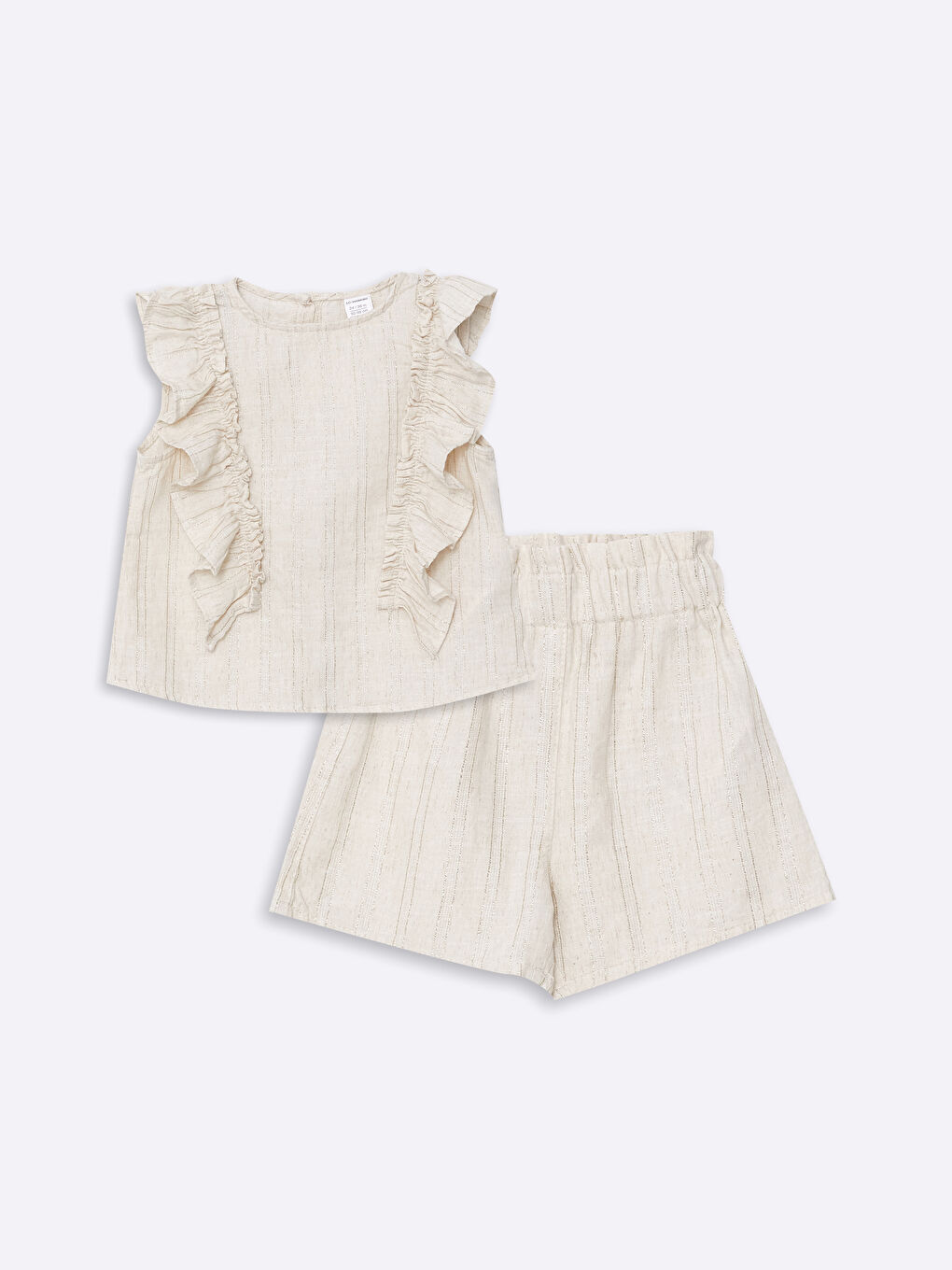 Crew Neck Short Sleeved Baby Girl Blouse and Shorts 2-Pack Set -S4KP97Z1-YDC