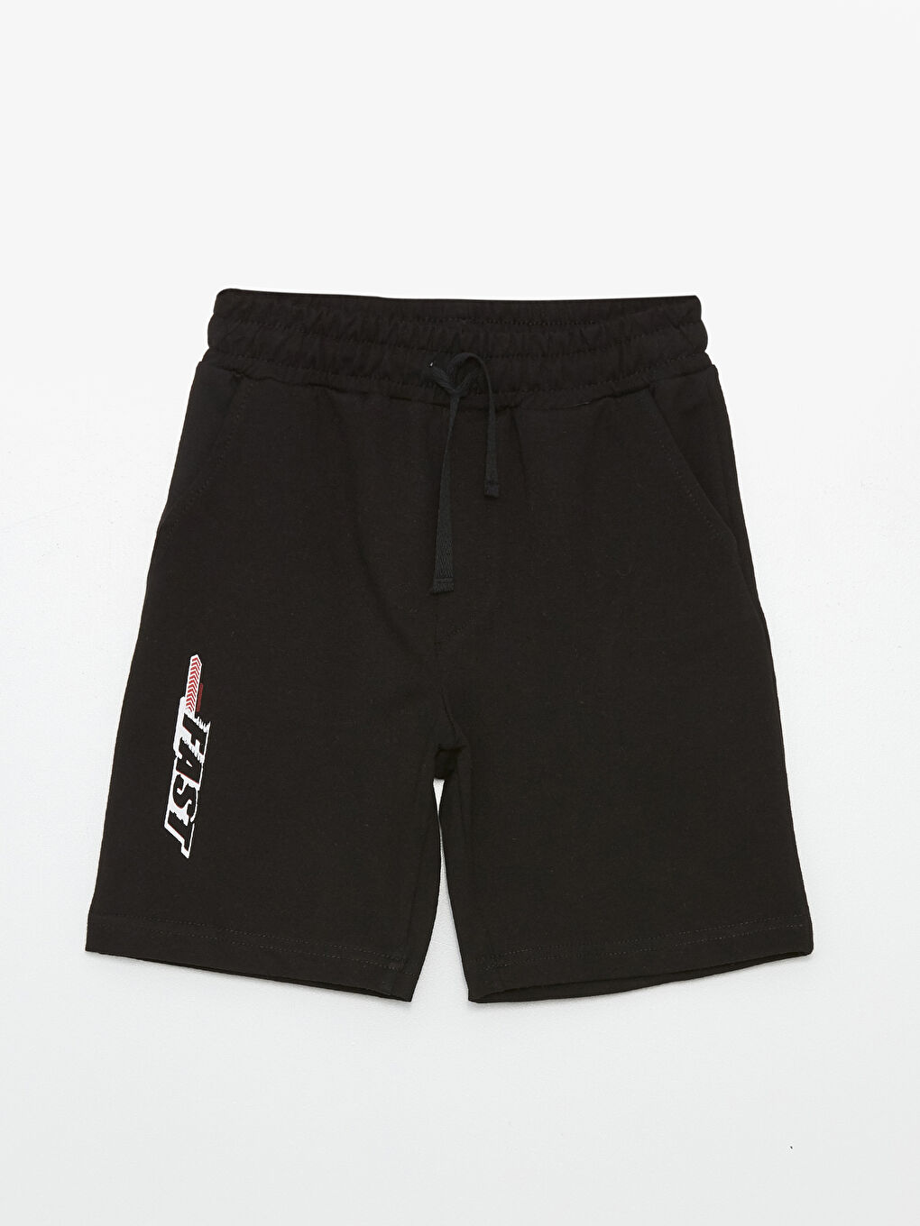 Siyah Beli Lastikli Baskılı Erkek Çocuk Şort