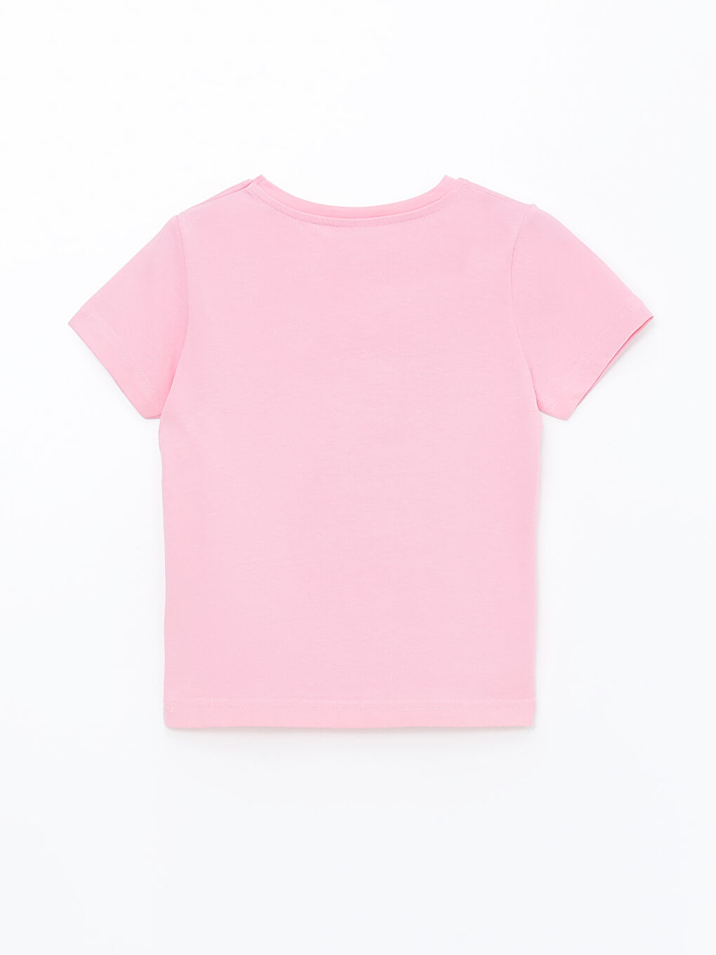 Pembe Bisiklet Yaka Baskılı Kız Çocuk Tişört-1