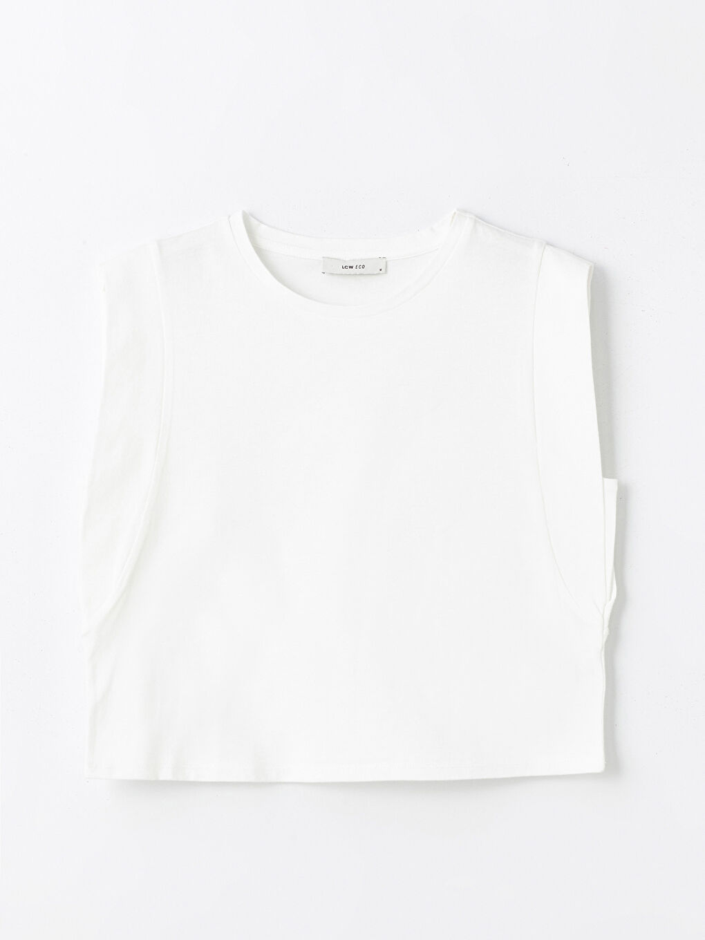 Beyaz Bisiklet Yaka Düz Kısa Kollu Kadın Tişört-5