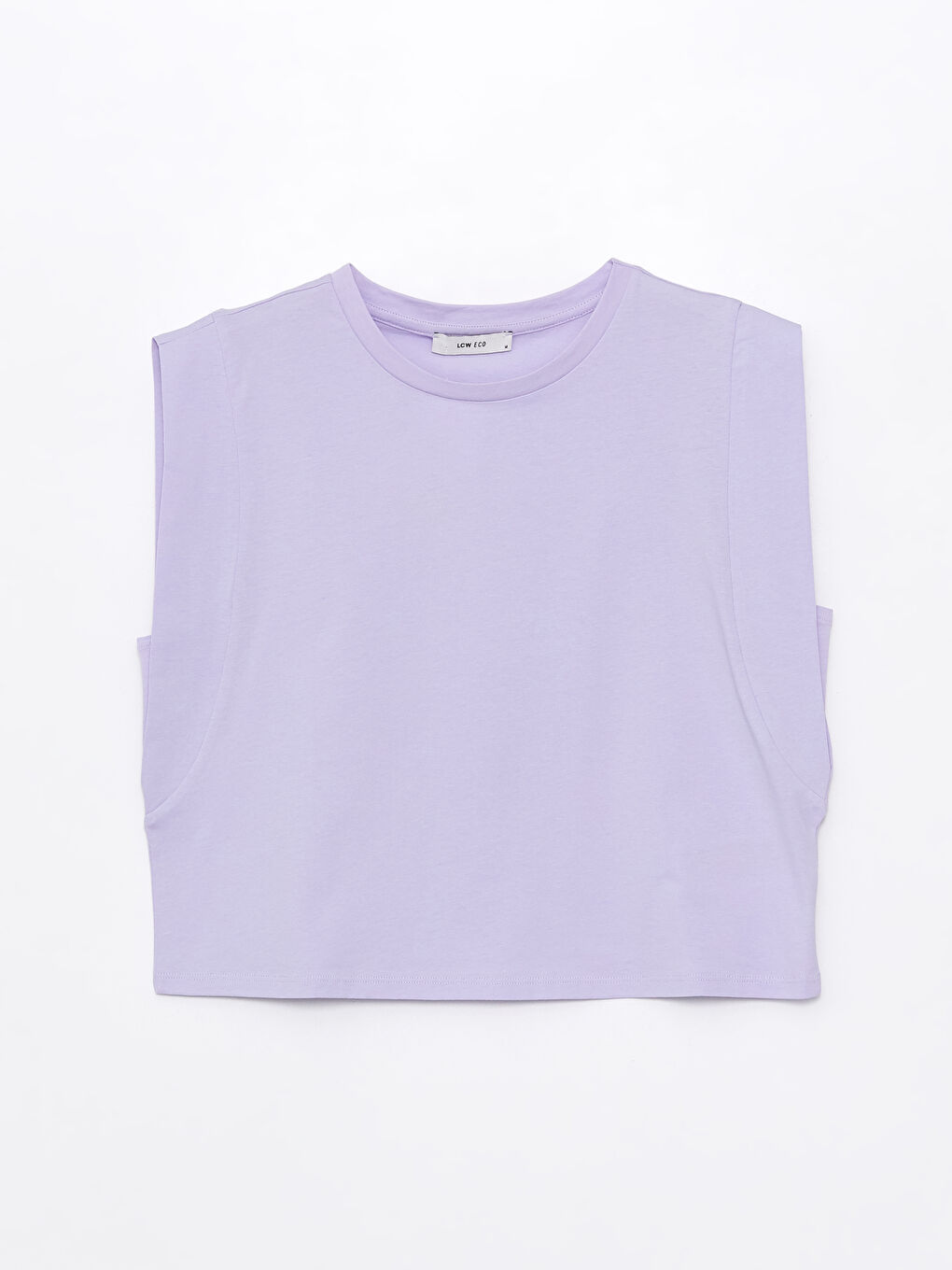 Lila Bisiklet Yaka Düz Kısa Kollu Kadın Tişört-6