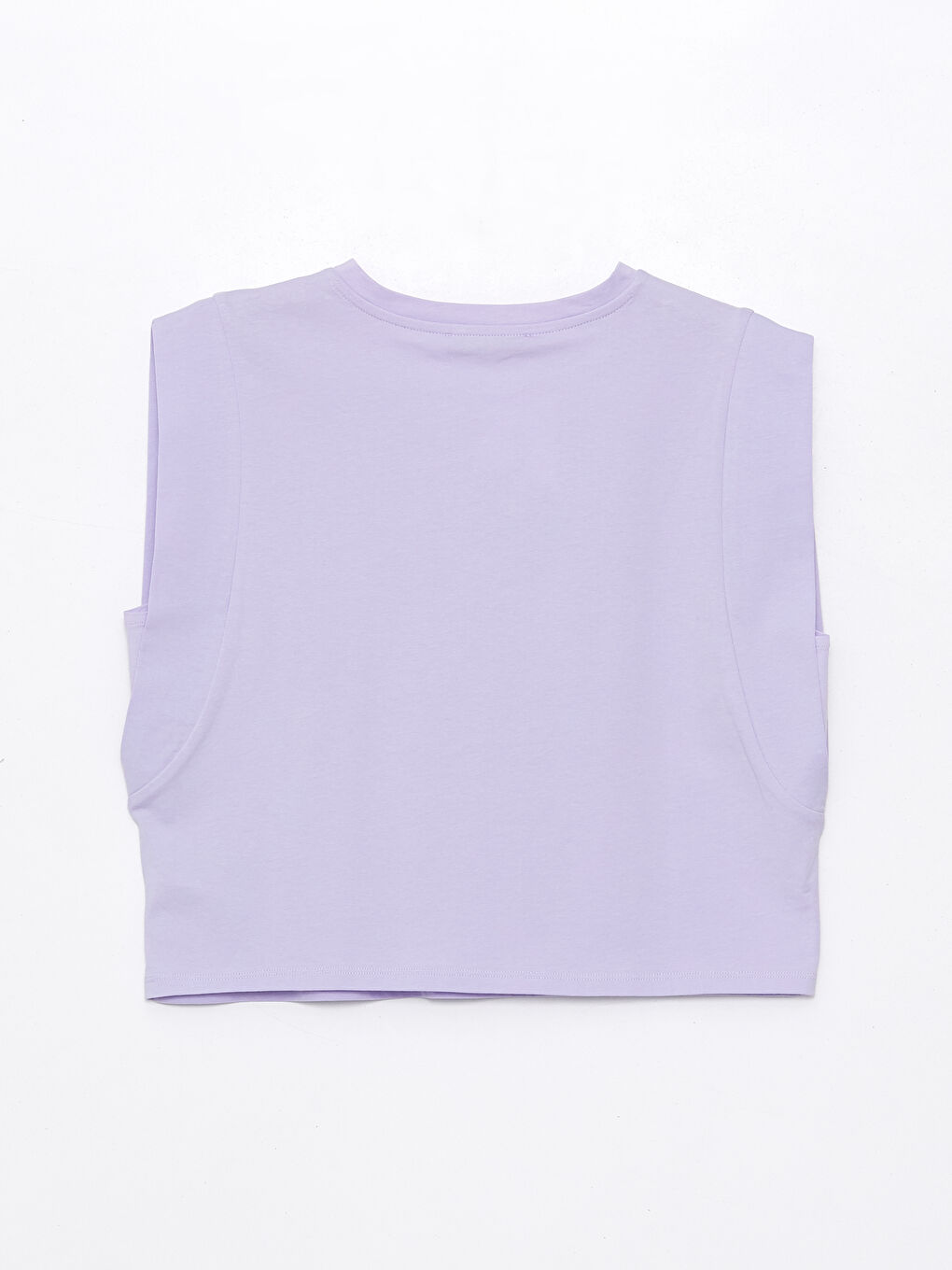 Lila Bisiklet Yaka Düz Kısa Kollu Kadın Tişört-7