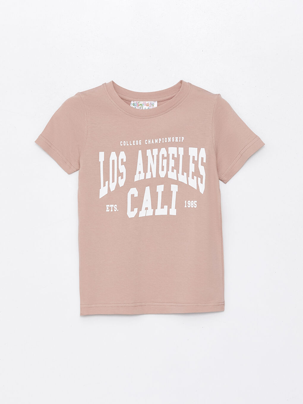 Pembe Bisiklet Yaka Baskılı Kız Çocuk Tişört