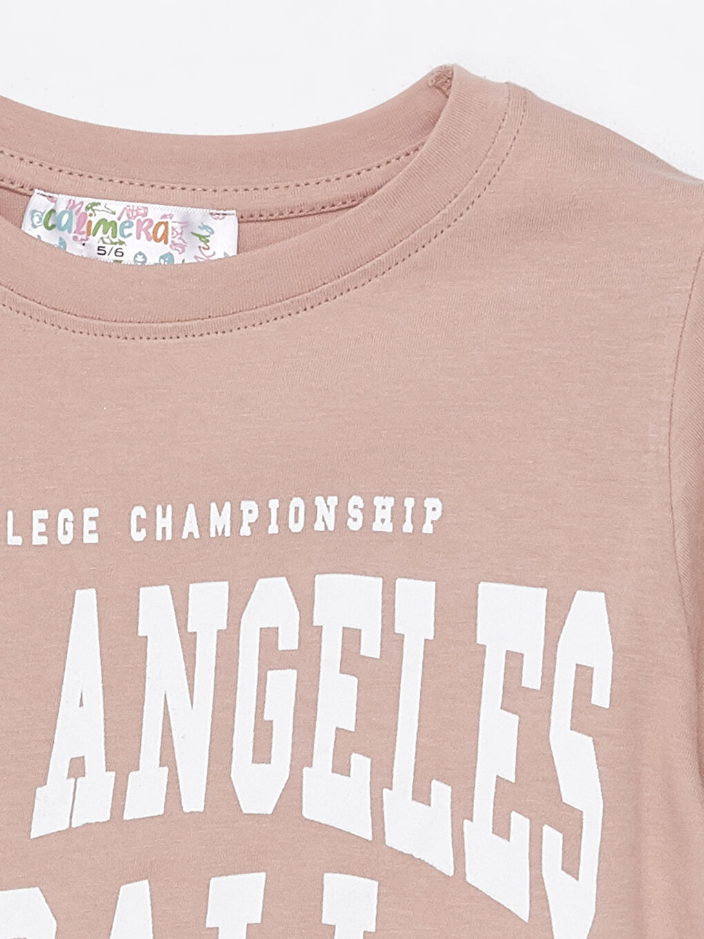 Pembe Bisiklet Yaka Baskılı Kız Çocuk Tişört-2