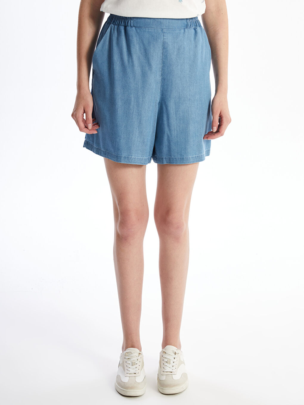 Women's Straight Elastic Waist Jean Shorts -S4KQ10Z8-315