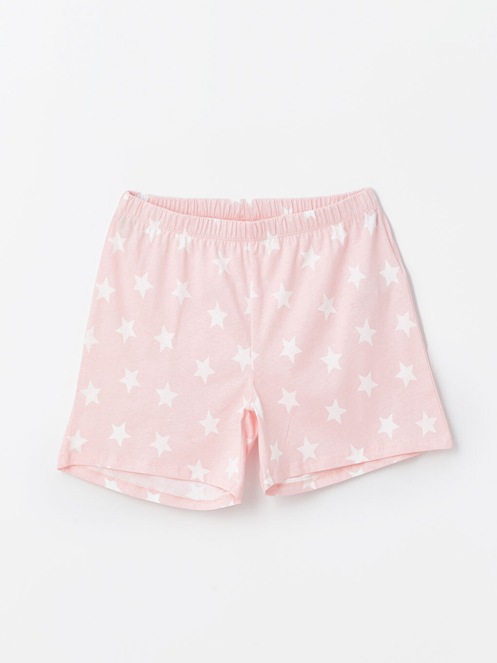 Pembe Beli Lastikli Baskılı Kadın Şort Pijama Altı
