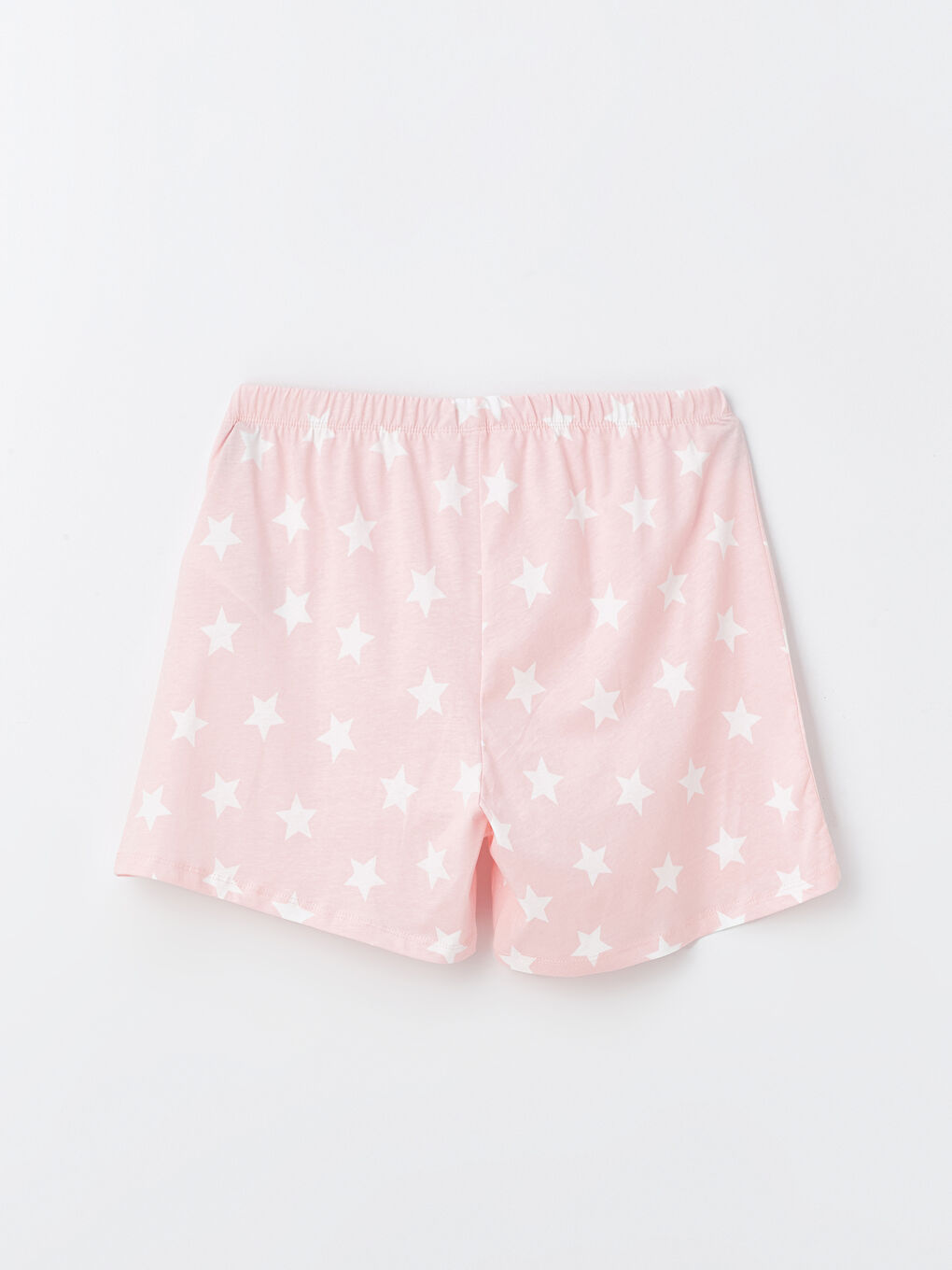 Pembe Beli Lastikli Baskılı Kadın Şort Pijama Altı-1