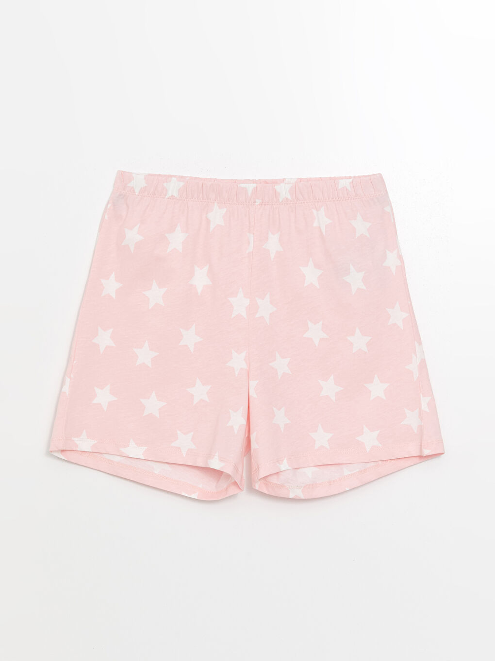 Pembe Bisiklet Yaka Baskılı Kısa Kollu Kadın Şortlu Pijama Takımı-13