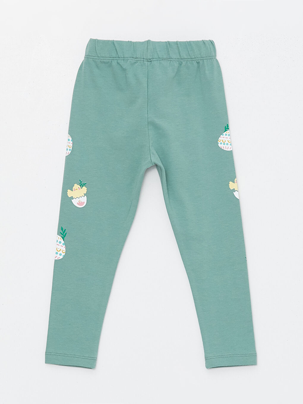 Yeşil Beli Lastikli Baskılı Kız Bebek Tayt-1