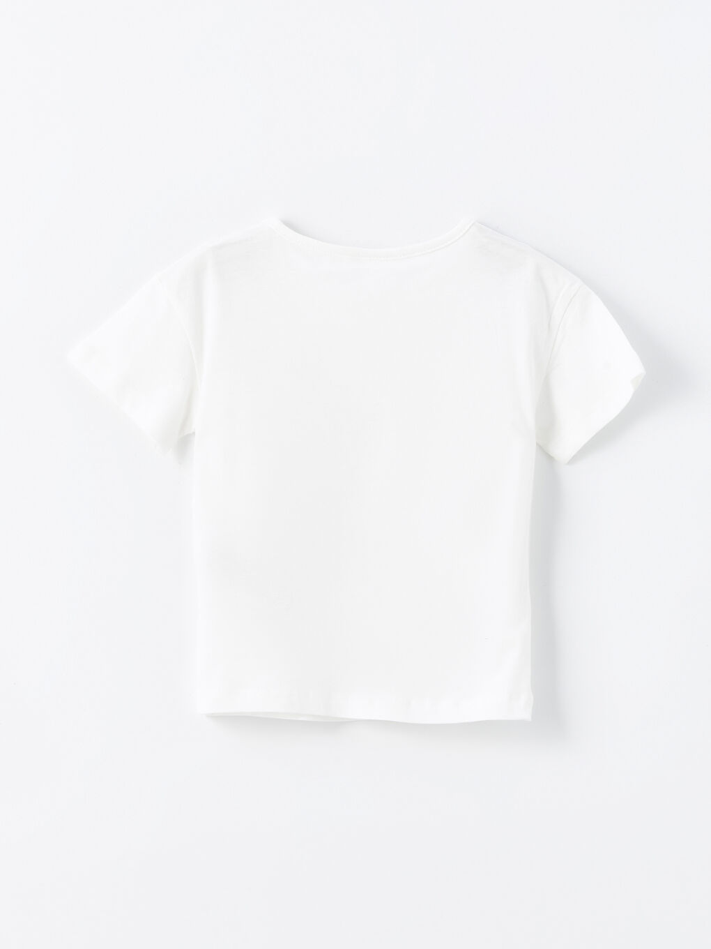 Beyaz Sevimli Kedi Baskılı Kız Çocuk Tişört-2