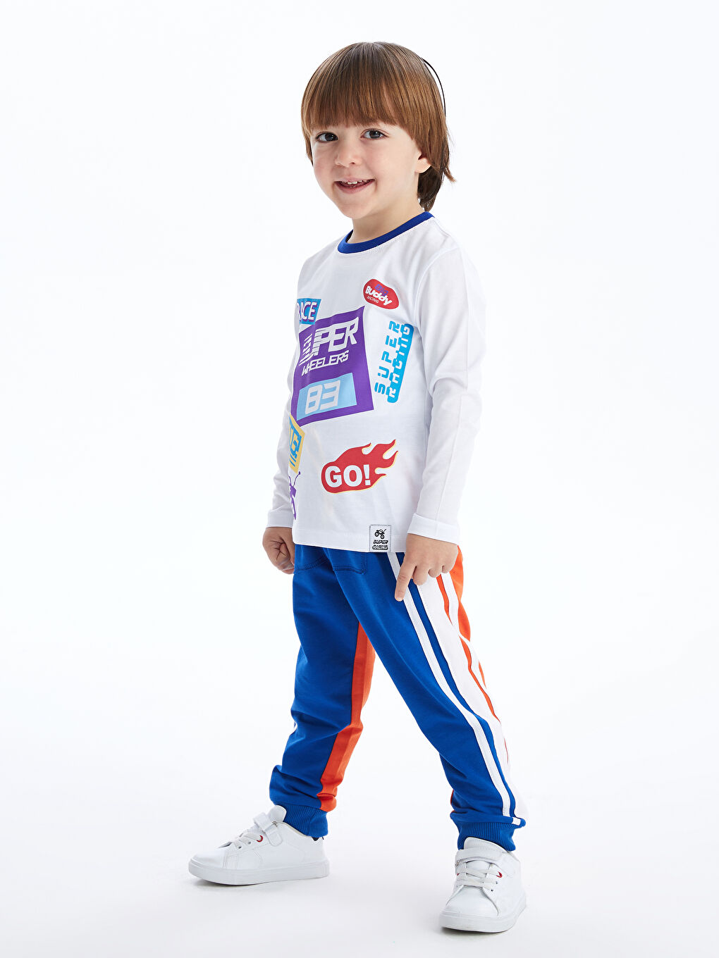 Mavi Beli Lastikli Baskılı Erkek Bebek Eşofman Altı