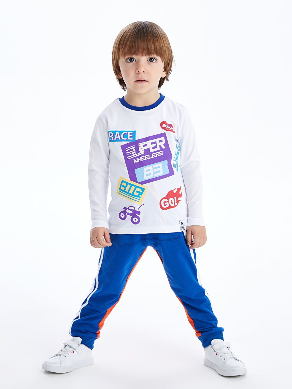 Mavi Beli Lastikli Baskılı Erkek Bebek Eşofman Altı-1