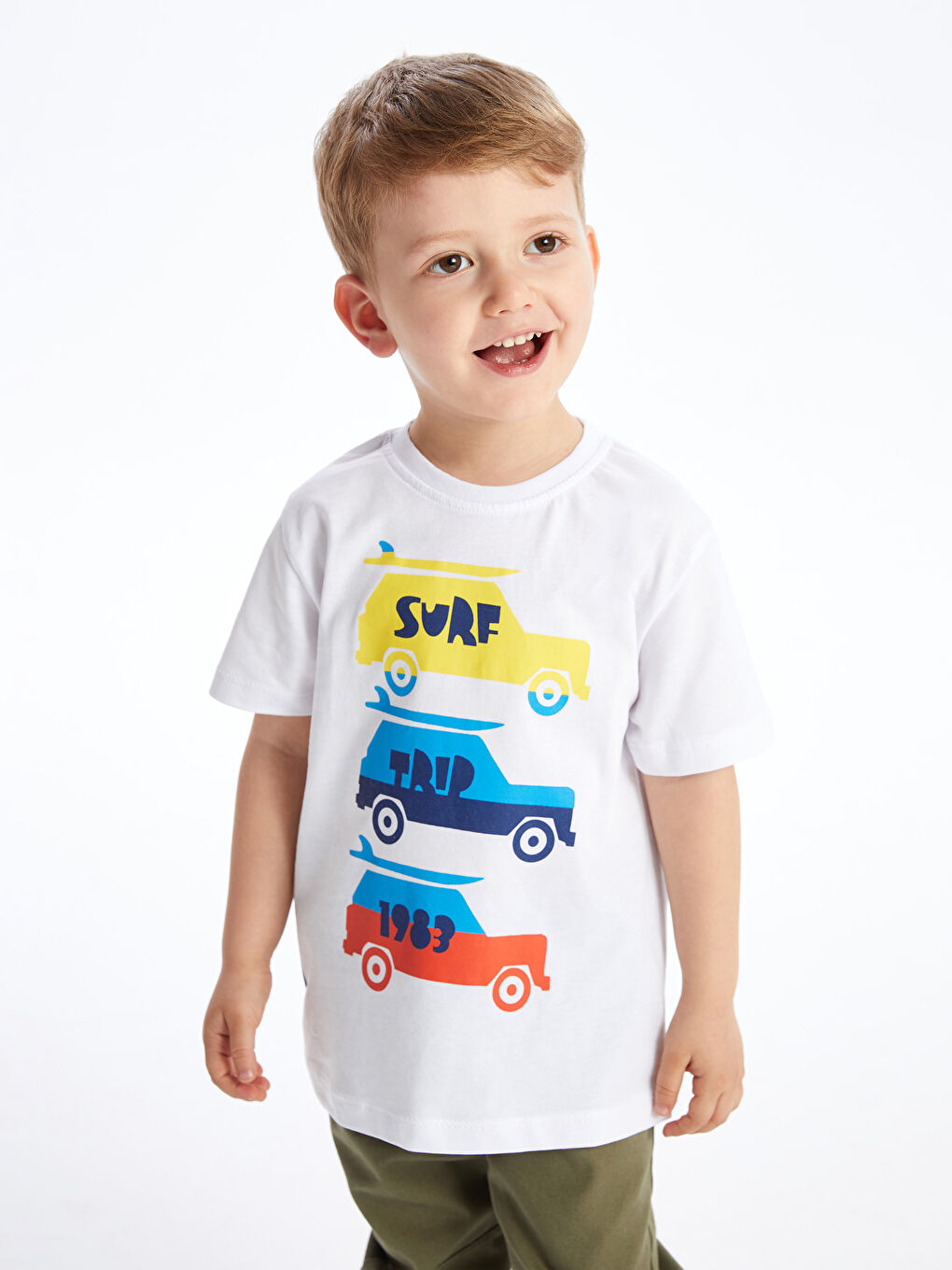 Beyaz Bisiklet Yaka Erkek Bebek Tişört